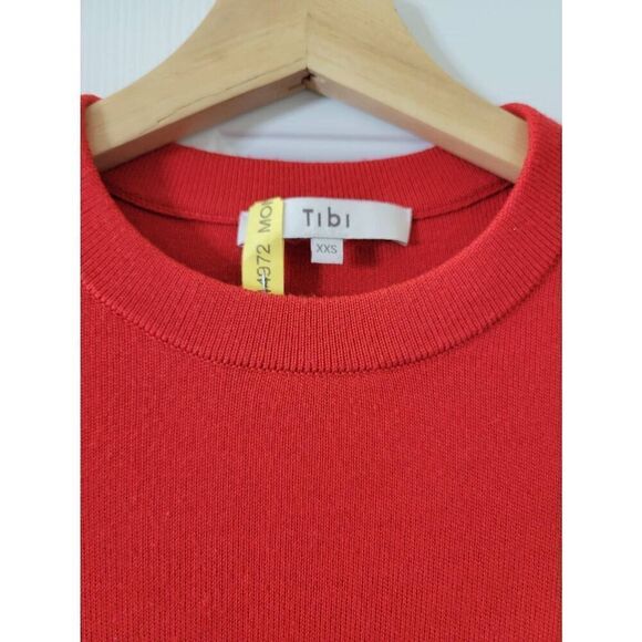 Tibi Merino Wool Bell Sleeve Knit Mini Dress XXS, RED $595 - Picture 9 of 10